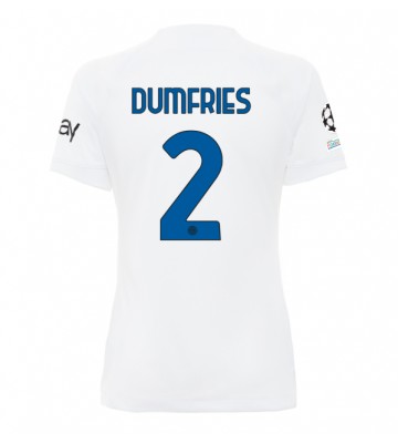 Inter Milan Denzel Dumfries #2 Segunda Equipación Mujer 2023-24 Manga Corta